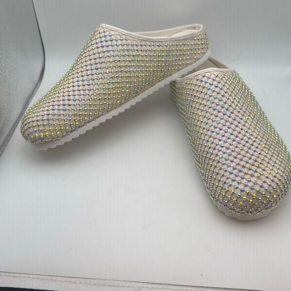 CUSHIONAIRE Women's Shimmer Rhinestone Bling Footbed Clog SIZE 9 DEFECT - Picture 5 of 8